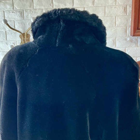 Vintage Black Old Money Faux Fur Coat Jacket Oversized Long Bell Sleeve Mob Wife - Picture 10 of 13